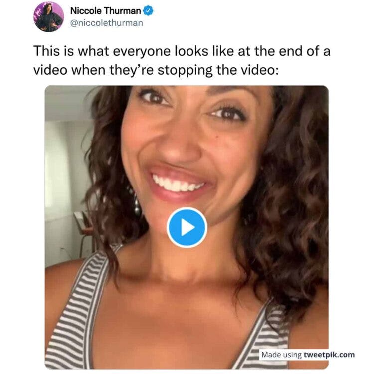 This is what everyone looks like at the end of a video when they’re stopping the video @nicolethurman funny video, funny twitter videos, how to download twitter videos